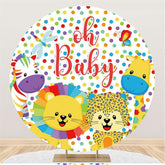 Oh Baby Tiere Bunt Punkte Baby Dusche Runden Hintergründe